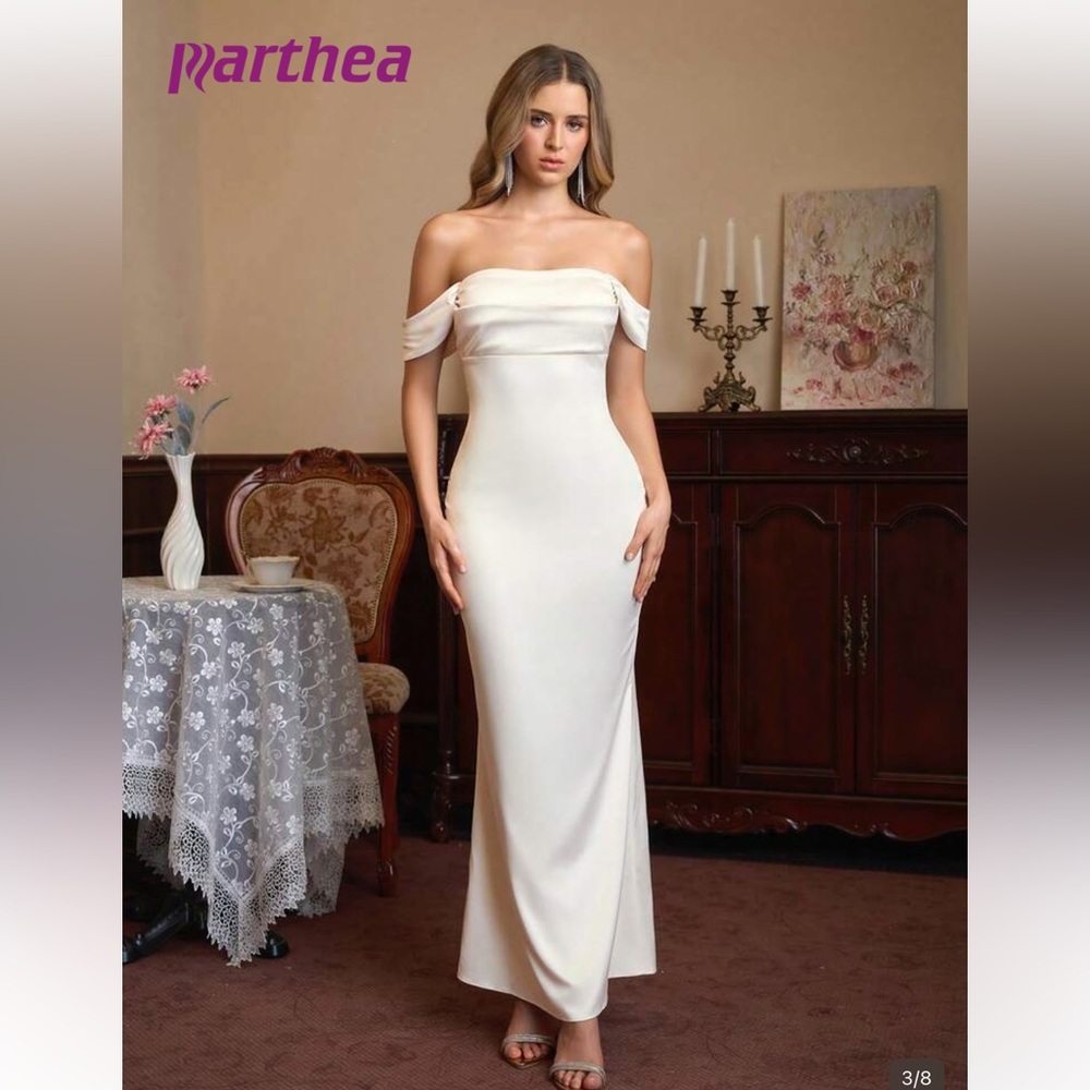 Parthea Off-Shoulder Cream Maxi Dress
